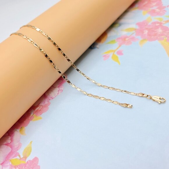 Shiny Rose Gold Twisted Chain Necklace, 18 Inch, Gold Plated Brass, XPNL0103 - Picture 6 of 12